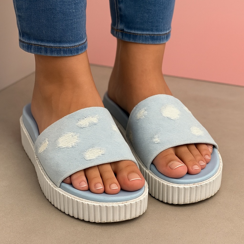 Kendall & Kylie Sky Blue Slide Sandals